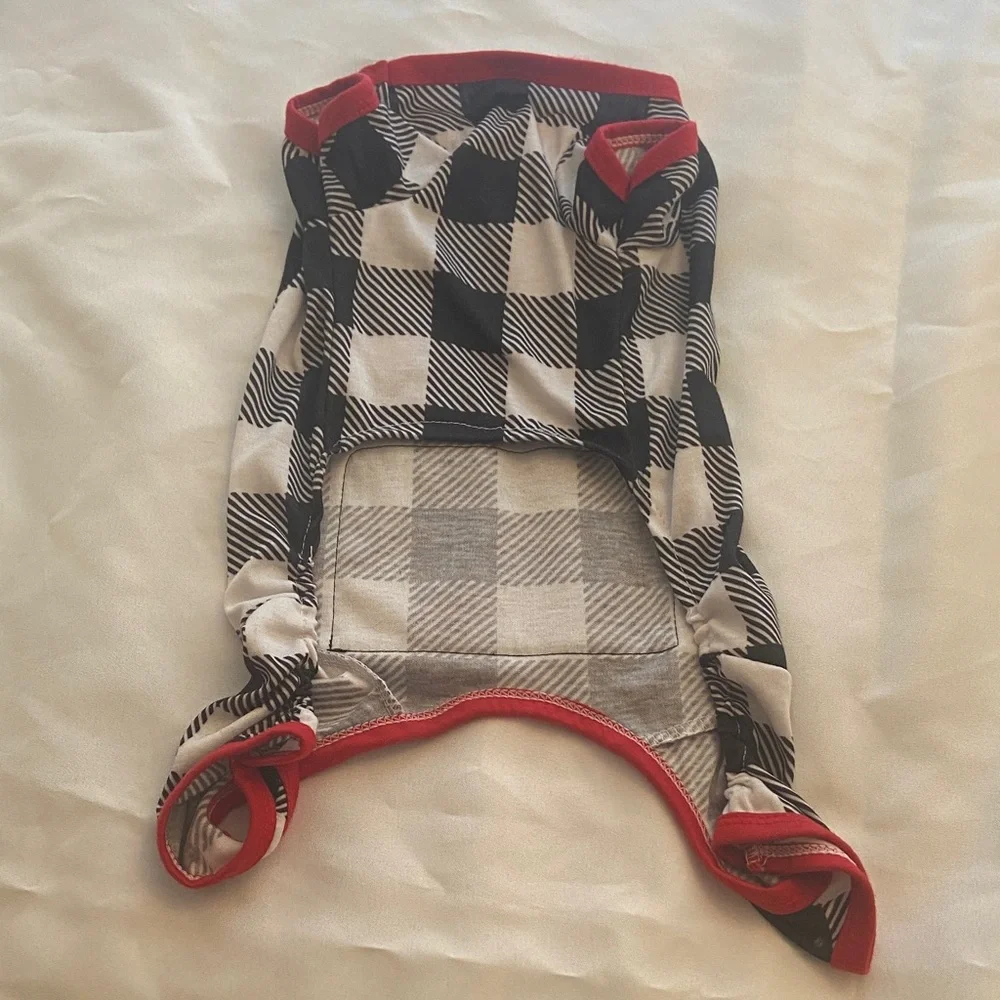 Plaid Dog Sweater with Santa Patch